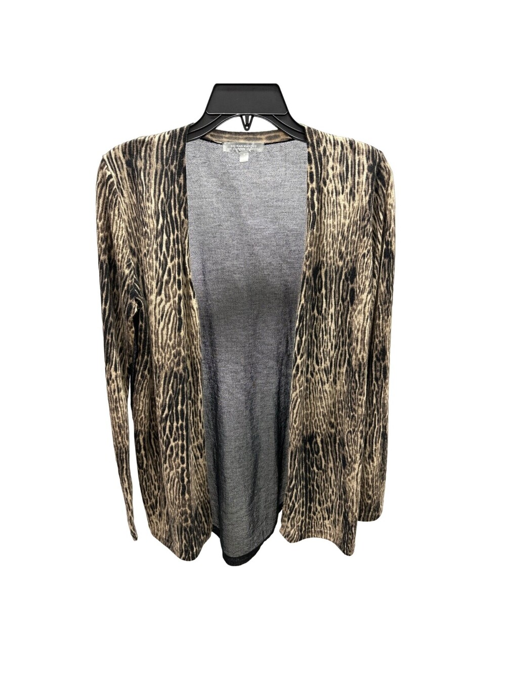 Neiman Marcus 100% Cashmere Animal Print Open Cardigan Sweater Small